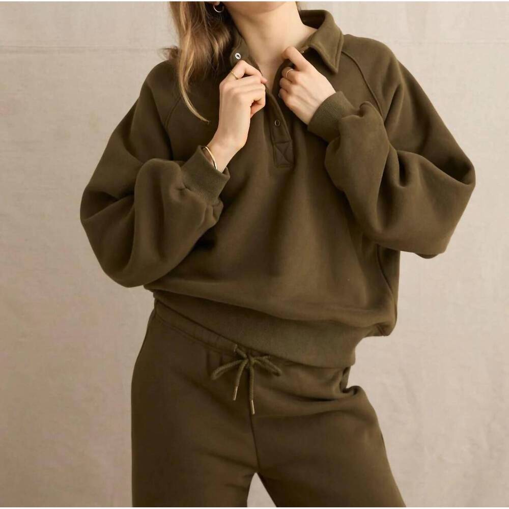 NEW RHYTHM. everyday fleece pullover sweatshirt in dark olive